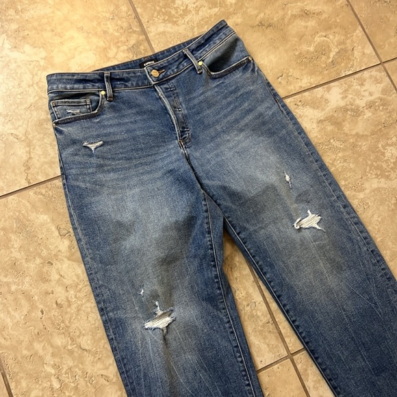 Express Low Rise Medium Wash Baggy Relaxed Straight Blue Jeans 10 Short 10S 10 S - Picture 7 of 16